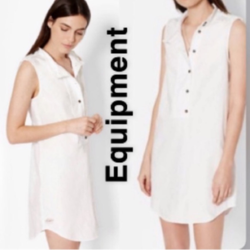 EQUIPMENT FEMME Freda White Sleeveless Cotton Dress size M